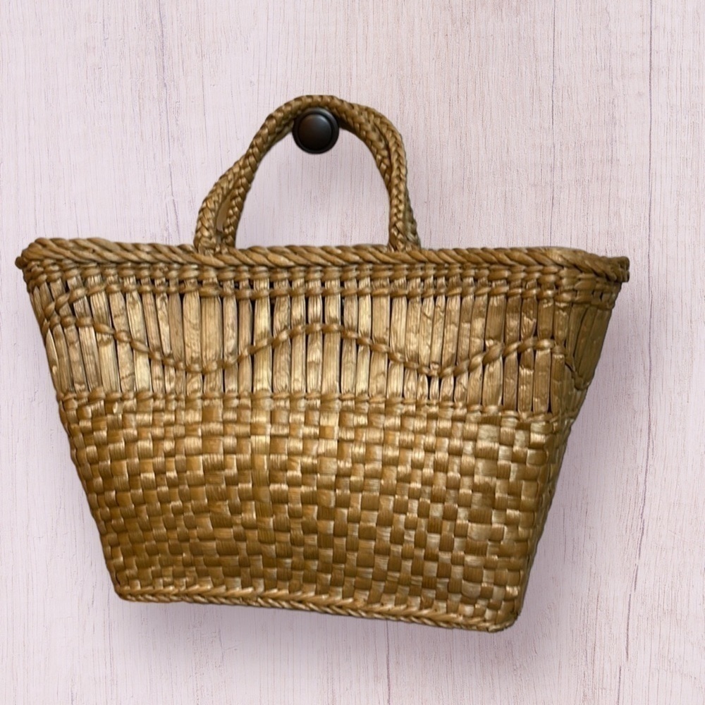 NATURAL Woven Grass Basket Bag Handbag Vegan Boho Cottagecore